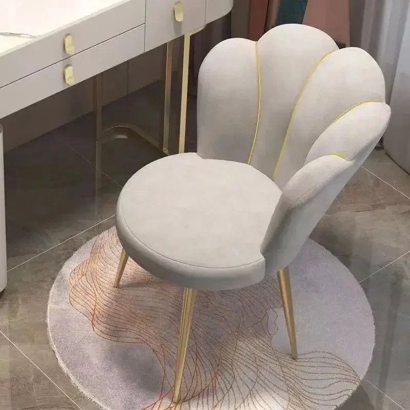 1PCS Upholstered Polyester Nordic Dining Chair w/ Backrest/Colors-White/Gray/Orange/Pink/Green/Black