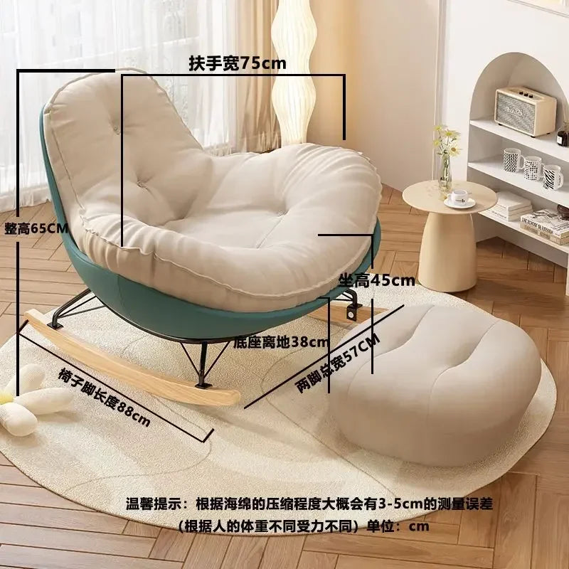 No-EN-Name-Null Indoor Antique Small-Large Lazy Upholstered Bionic Egg Shaped Soft Beige Faux Leather Cushion Orange Plastic Shell Penguin Black Iron Metal Frame Solid Wood Feet Kids Rocking Chairs /Colors-Beige/Orange/Black