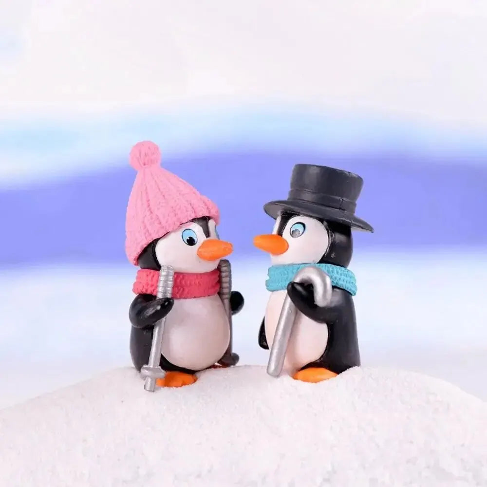 Modern 4 PCS Indoor Winter Wonderland Plastic Resin Body Black-White Cute Penguin Figurines Sets/Colors-Multicolor/Black/White/Pink/Yellow/Blue/Animals