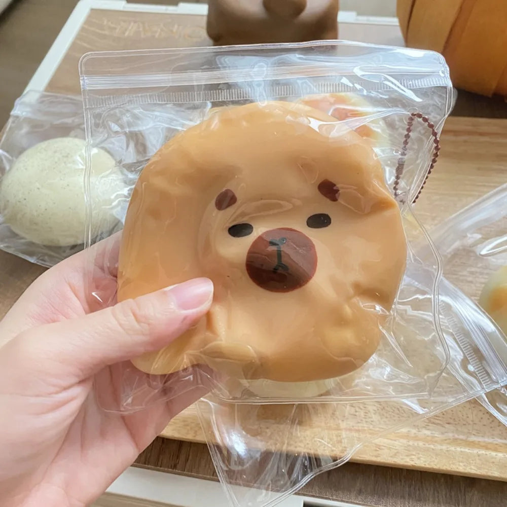 No-EN-Name-Null Kids-Adults Soft Plastic Beige Round Shaped Mini Cartoon Cute Capybara Animal Hand Squeezing Slow Rebound  Stress-Anxiety Relief Activity Toys/Ages-3-18 Years Old Adults