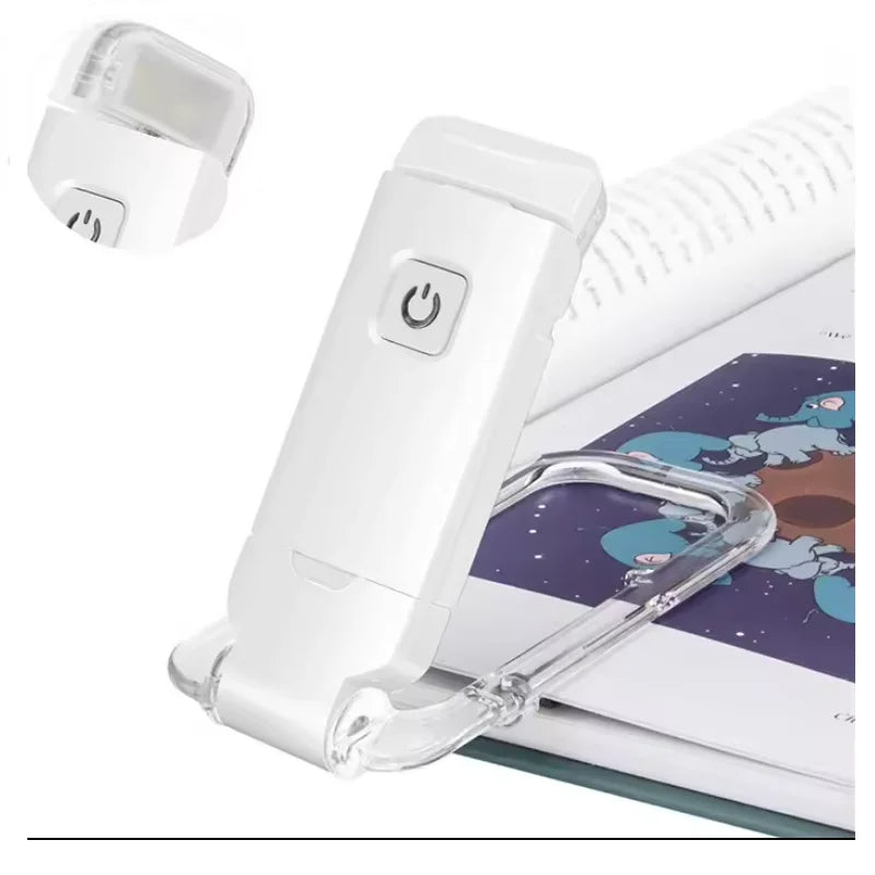 OSITE SKY Mini White Rectangle Shaped Plastic Body Cool-Warm White LED Bookmark Light Nine Modes Lightweight Foldable Free Standing Flexible USB Rechargeable Book Lights