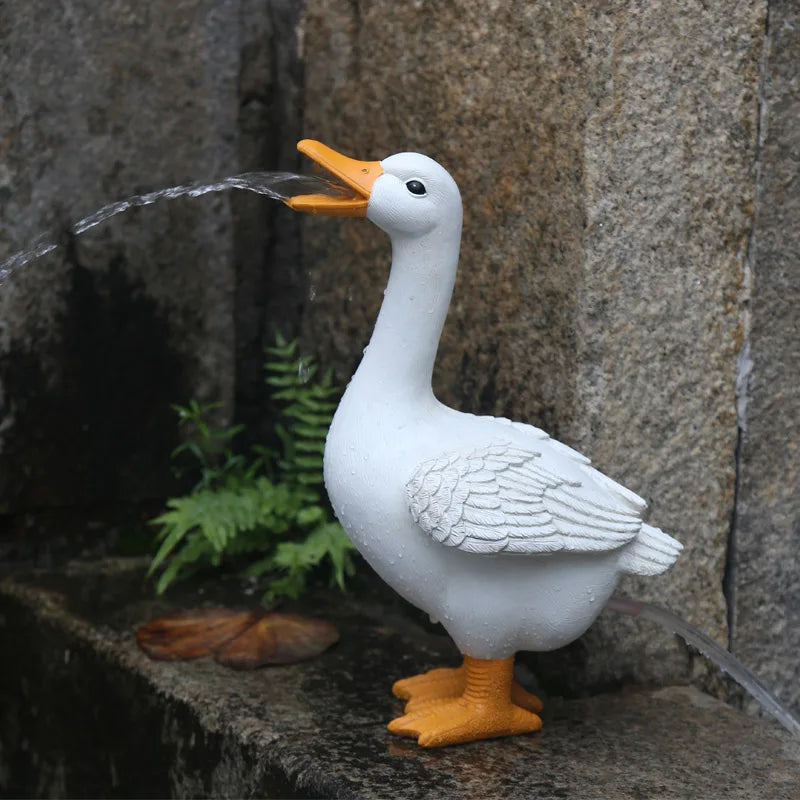 No-EN-Name-Null Outdoor White Realistic Resin White Goose Spraying Water Garden Sculptures/Colors-White/Brown/Yellow/Gray/Green/Black/Animal
