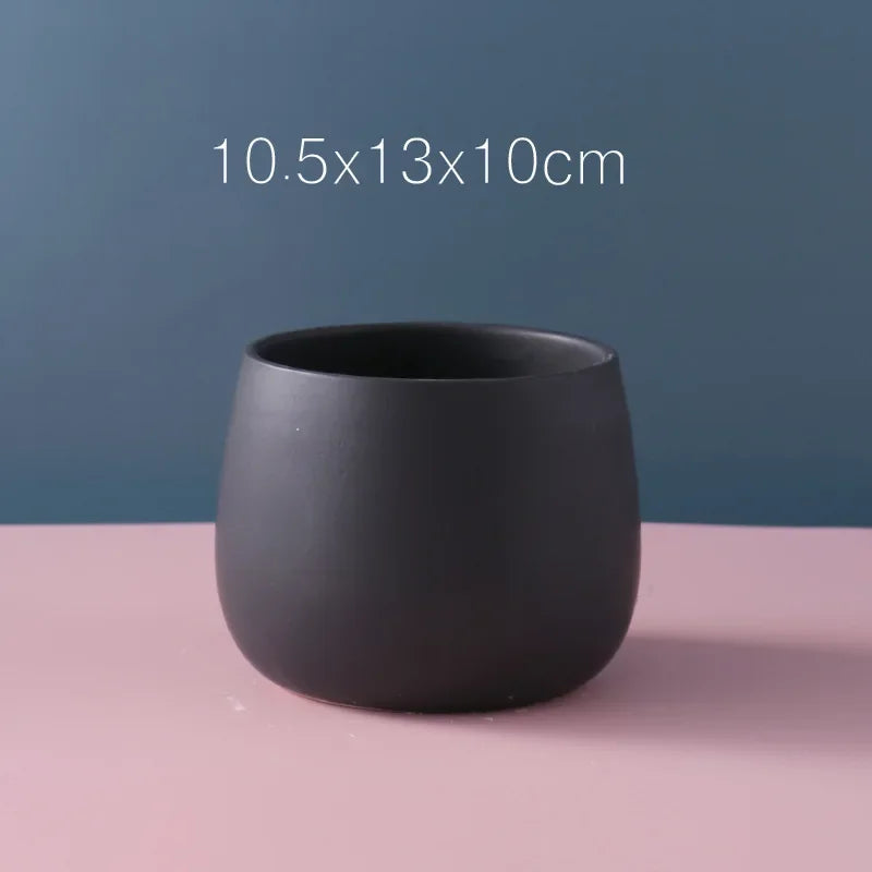 NULL Modern Small Glazed Ceramic Multicolor Round Shaped Desktop Flower Pots Planters /Colors-Colors-Gold/Blue/Pink/Gray/Black/White/Multicolor