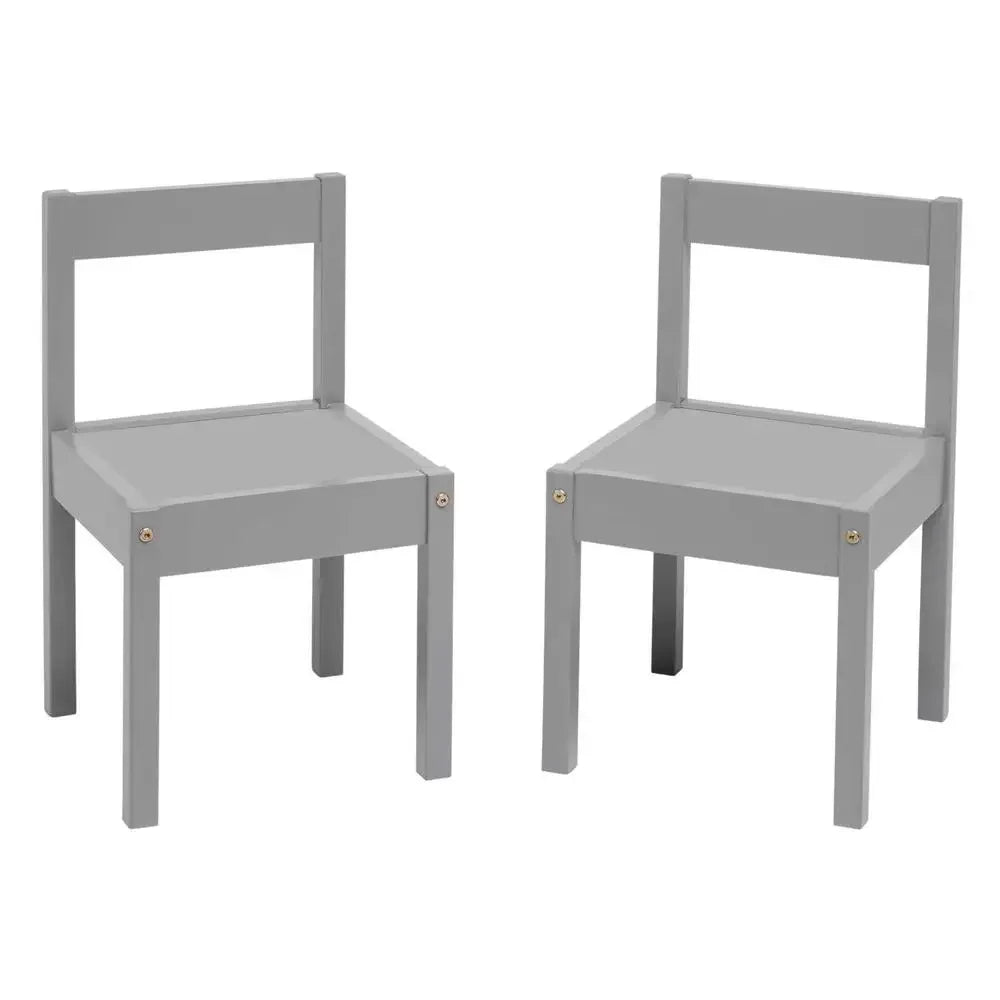 DUTRIEUX Kids Modern Chinese Safe Round Edges Rubberwood Gray Trim White Rectangle Shaped Play Table-2 Chairs Baby-Toddlers Furniture Sets/Ages: 1-5 Years Old/Assembly Required