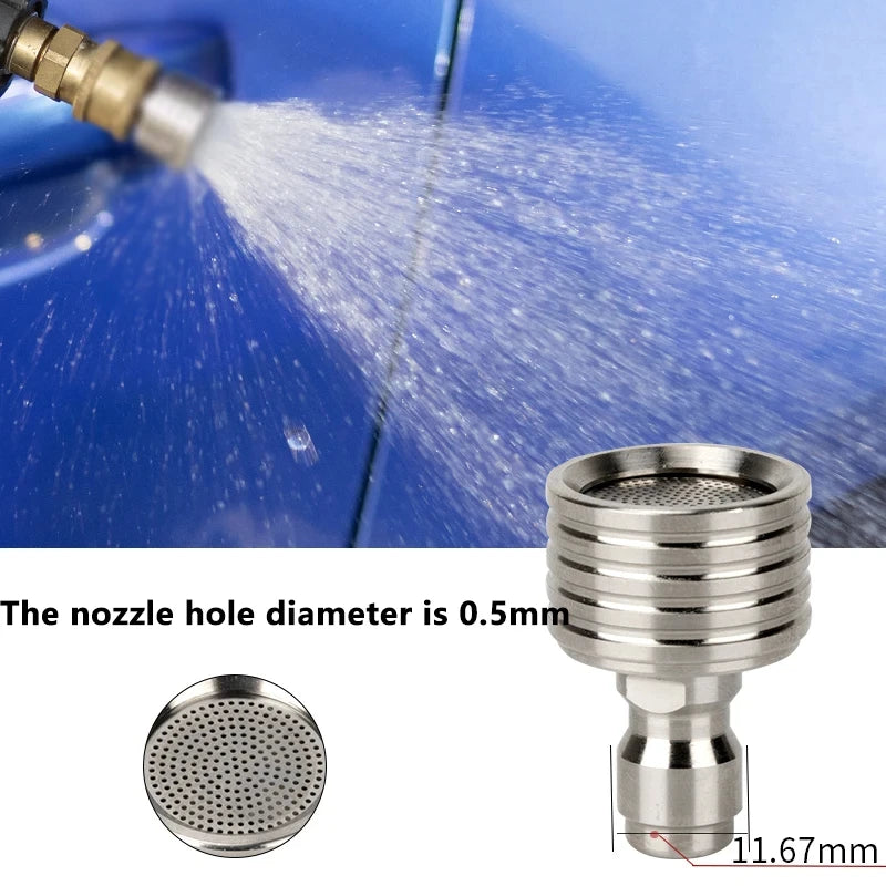 Outdoor Finger-Grip Handle Silver Stainless Steel 1/4 Quick-Connect Washing Shower High Pressure Washing Nozzles