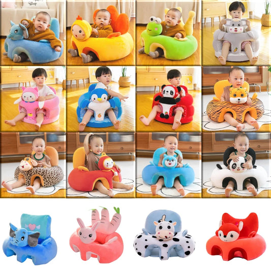Babies-Preschoolers Upholstered Soft Velvet Fabric Electric Embroidery Cute Cartoon Animal Face Images Learning Seat Chairs/Ages: Newborn 0-3 Years + Older/Colors-Orange/Green/Gray/Black/Brown/Red/Multicolor/Checkered/Animals