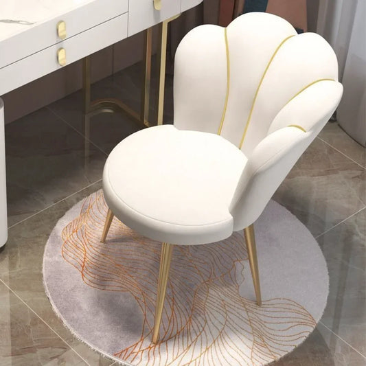1PCS Upholstered Polyester Nordic Dining Chair w/ Backrest/Colors-White/Gray/Orange/Pink/Green/Black