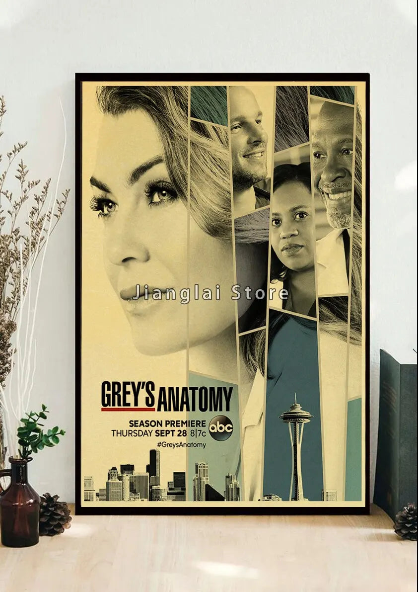 No-EN-Name-Null Unframed Printed Polyester Canvas Anime Cartoons-Movie-TV-Pop Culture-Life Changes In A Heartbeat Greys Anatomy Style Wall Art Posters/ Colors-Multicolor/Black/Beige/White/Gray/Gold/Floral