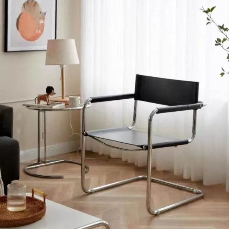 MLING Modern Silver Stainless Steel Metal Armchair Frame Orange Upholstered Padded Saddle Faux Leather Kitchen-Dining Room Chairs/Colors-Brown/White/Black/Red/Orange