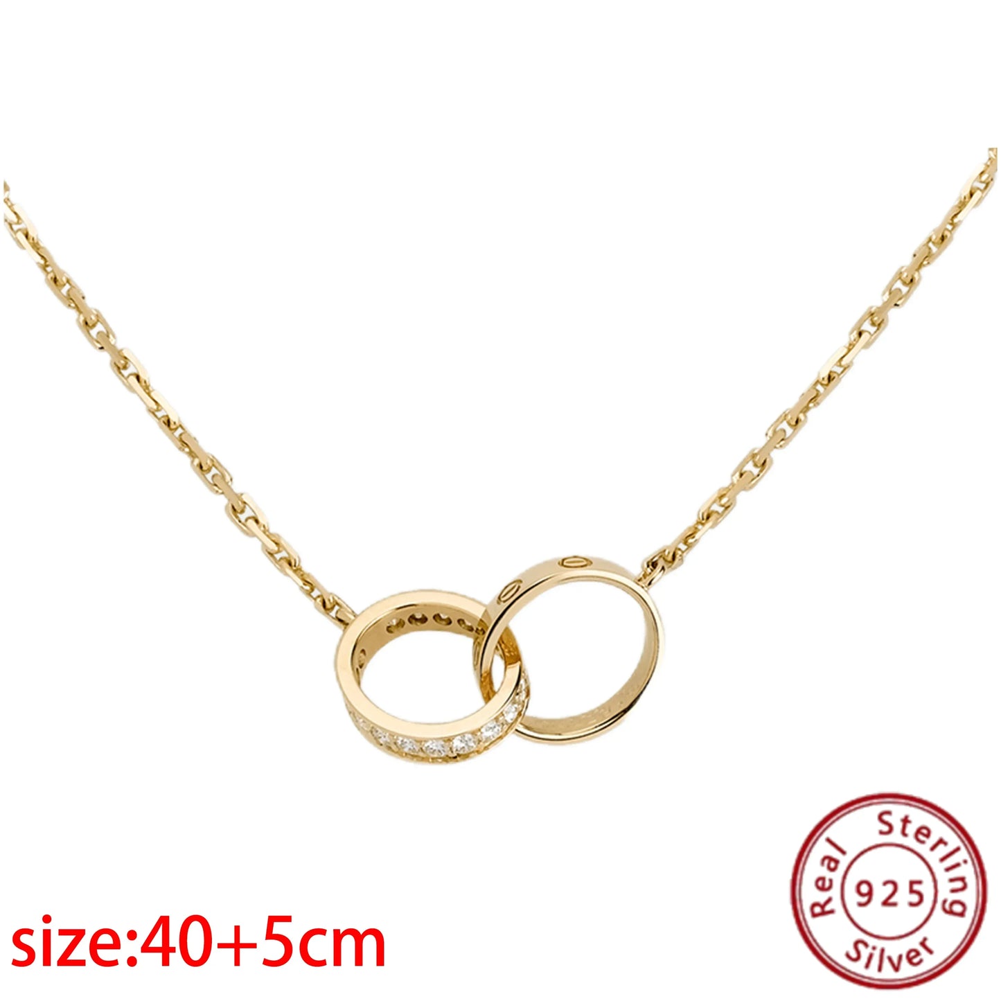 No-EN-Name-Null Adult Women Sterling Silver-Gold Plated Metal Zircon Clear White Diamond Stones Round O-Shaped Fine Imitation Chain Pendant Necklaces/Colors-Gold-Silver/Geometric/Clear/White/Rose Gold