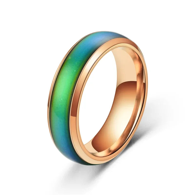 Women Metal Imitation Geometric 5 Colors Changing Romantic Feelings Temperature Mood Band Rings/Ring Sizes: 5-6-7-8-9-10-11-12/Colors-Green/Blue/Gold/Multicolor/Geometric