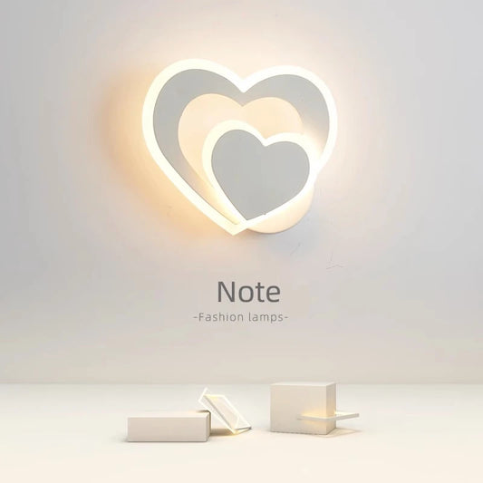 Nordic Modern Iron LED Two Heart-Shaped Acrylic Shade Wall Mounted Lamps/Colors-White/Black/Yellow/Gray