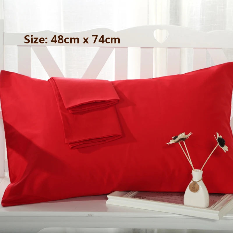 No-EN-Name-Null Modern Soft Strong Egyptian Cotton Silky Sateen Finish Red Rectangle Shaped Pillowcases/Queen-King Sizes/Colors-Red/Beige/White/Purple/Pink/Multicolor/400 Thread Count/Machine Wash/Tumble Dry/Traditional Closure