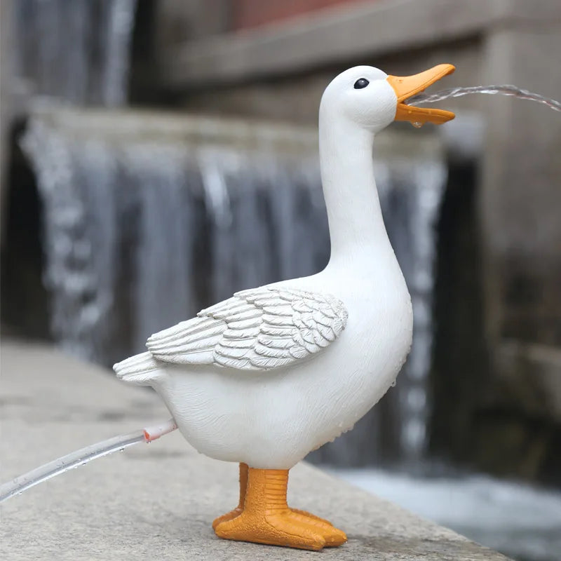 No-EN-Name-Null Outdoor White Realistic Resin White Goose Spraying Water Garden Sculptures/Colors-White/Brown/Yellow/Gray/Green/Black/Animal