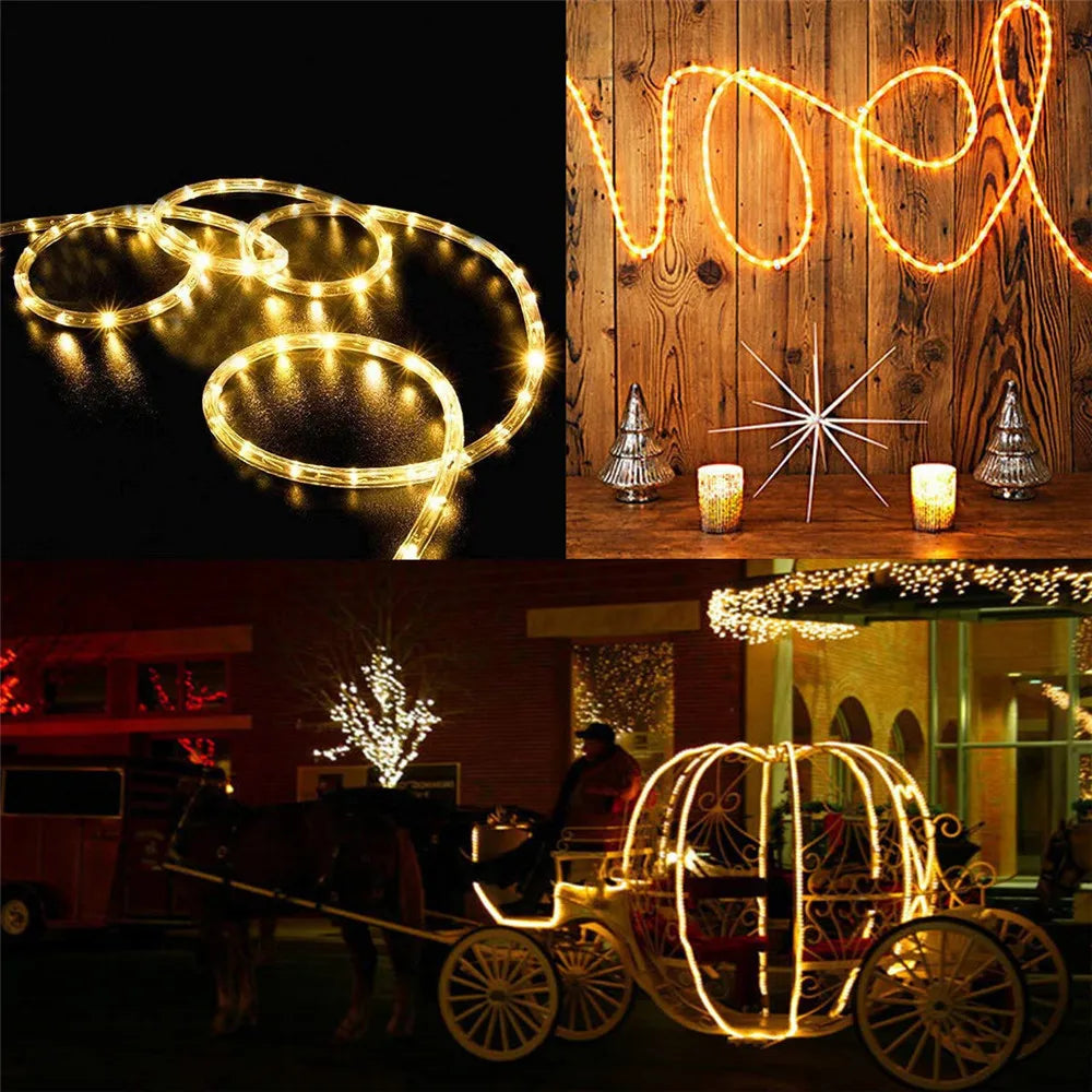 No-EN-Name-Null Outdoor Waterproof Multicolor Festoon Fairy Tube Plastic Body LED Dimmable Solar-Powered Cottage Holiday Decoration Light Ropes-Strings /Colors-White/Black/Green/Purple/Pink/Yellow/Multicolor