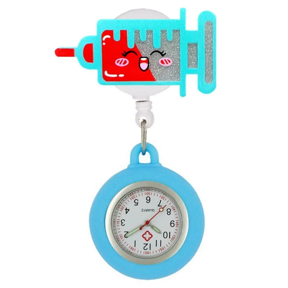 No-EN-Name-Null Adults Digital Movement Pink Plastic Round Cover Retractable Cartoon Anime-I'm Stuck On You!-2 Pink Band-Aid White Watch Face Arabic Numeral Nurse-Doctor Metal Fob Watch Brooches-Lapel Pins/ Colors-Pink/Black/Blue/Red/White/Multicolor/Dots