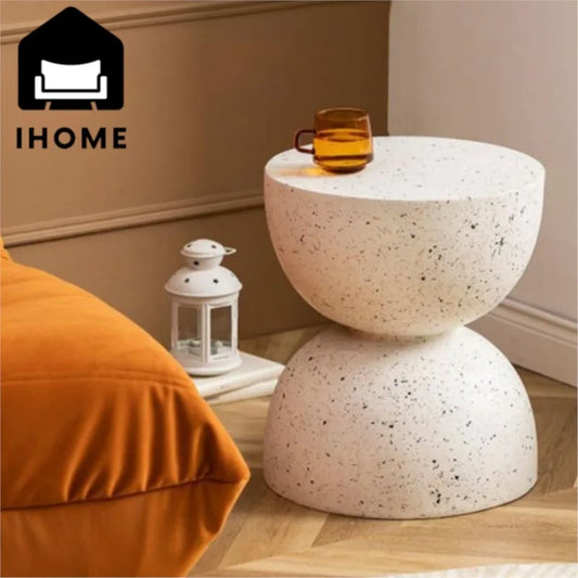 No-EN-Name-Null Modern Small Cream White Polished Flat Top Round Hourglass Shaped Fireproof Scratch-Resistant Magnesia Coffee Tables