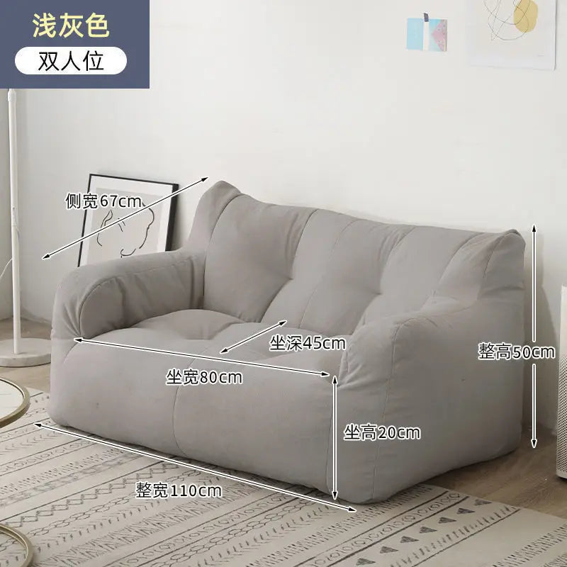 No-EN-Name-Null GIANT Soft Linen-Cotton Fabric Sofa Bean Bag Chairs/ Side Pocket/Detachable Cover /Washable /Colors-Gray/Blue/Yellow/Beige/Multicolor