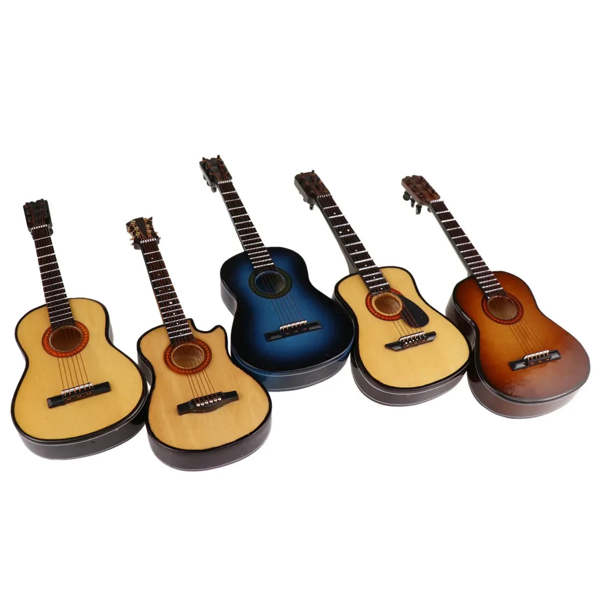 10cm  Mini Folk Classical Wooden Guitar Models w /Metal Strings/Colors-Coffee/Blue/Yellow