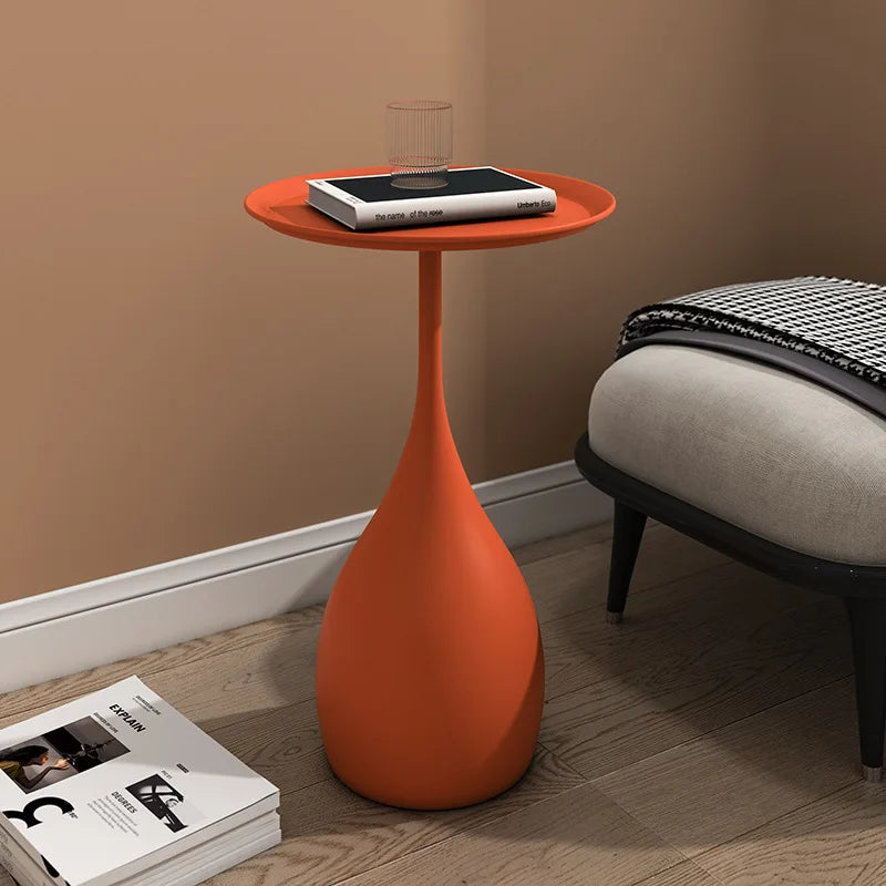 No-EN-Name-Null Modern Small Round Top-Wrought Iron Metal Base Mobile Coffee Tables/Colors-White/Light Brown/Yellow/Orange/Black/Royal Blue/Dark Blue/Size: 62 x 42 x 35cm