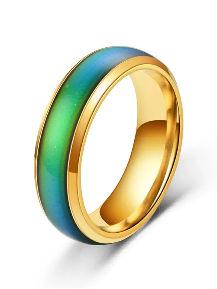 Women Metal Imitation Geometric 5 Colors Changing Romantic Feelings Temperature Mood Band Rings/Ring Sizes: 5-6-7-8-9-10-11-12/Colors-Green/Blue/Gold/Multicolor/Geometric