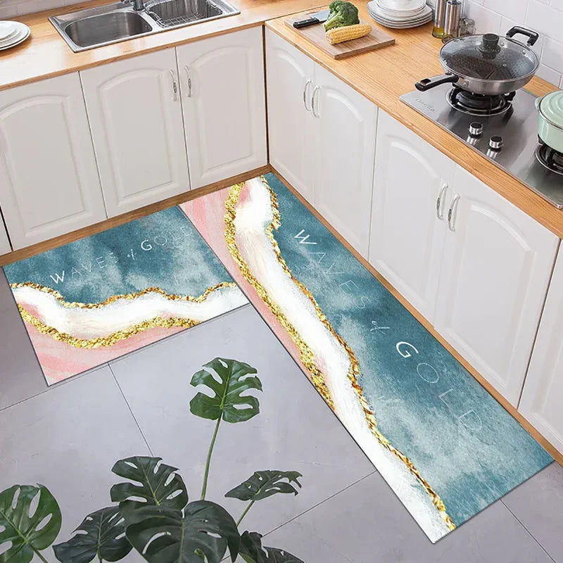 Kitchen Long-Small Rectangle Indoor Modern Hand-Machine Washable Anti-Slip Waterproof  Polyester Rugs/Colors-Blue/Gray/ Multicolor/ Black/Green/White/Geometric/Dots