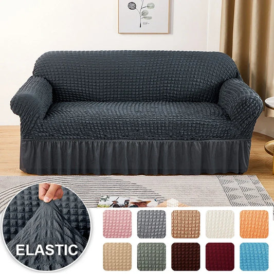 1-4 Seaters Small-X Large Solid Color Printed Polyester-Spandex Elastic Stretch Sofa L-Shape Slipcovers/Colors-Gray/White/Beige/Brown/Pink/Red