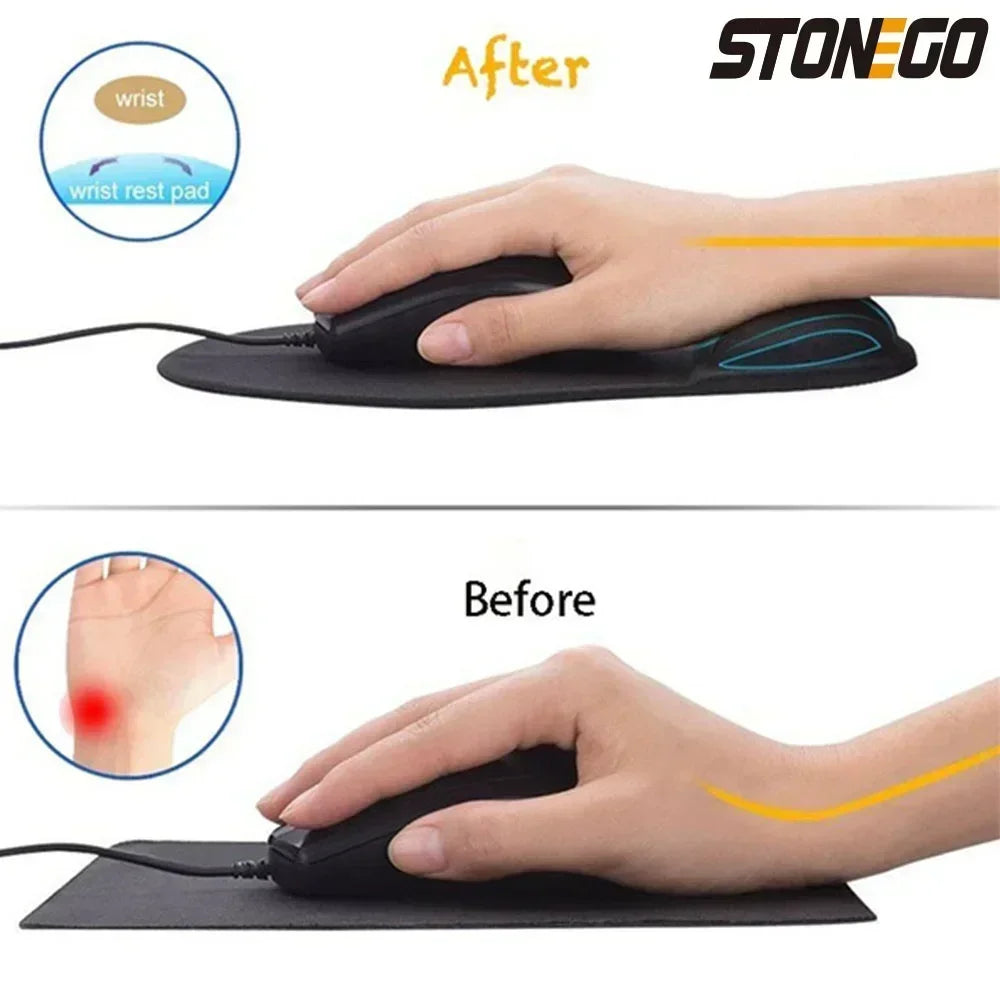 STONEGO Custom Free-Form Rectangle Shaped Gray Plastic-Neoprene Soft Foam Wrist Support Silicone Anti-Skid Bottom Mouse Pads/Colors-Gray/Black/Blue/Pink