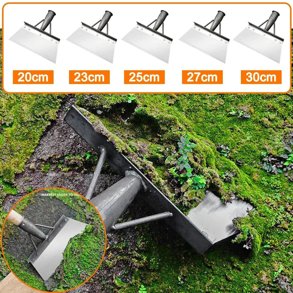 SHUNMAII Outdoor Solid Wood Handle Silver Manganese Steel Blades Rust Resistant Garden Sharp Flat Edge Cleaning Shovels