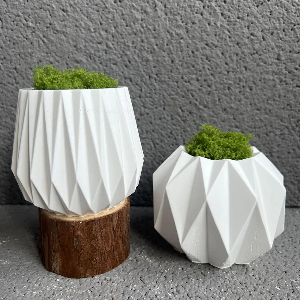 No-EN-Name-Null Small Geometric White Round Ceramic-Like Flowerpot Silicone Milky White Craft Molds