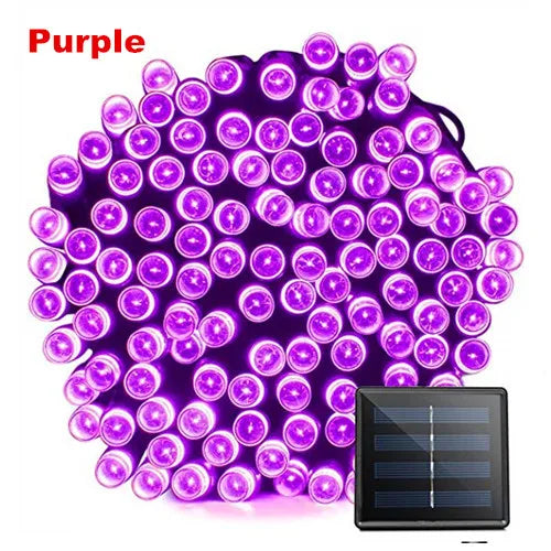 NULL Outdoor-Indoor Waterproof Black Plastic Square Shaped Body Solar-Powered Panel Lithium Battery Eight Modes Fairy Garland Multicolor Light Ropes-String Lights/Colors-Black/White/Blue/Red/Purple/Multicolor/LED Bulbs Included