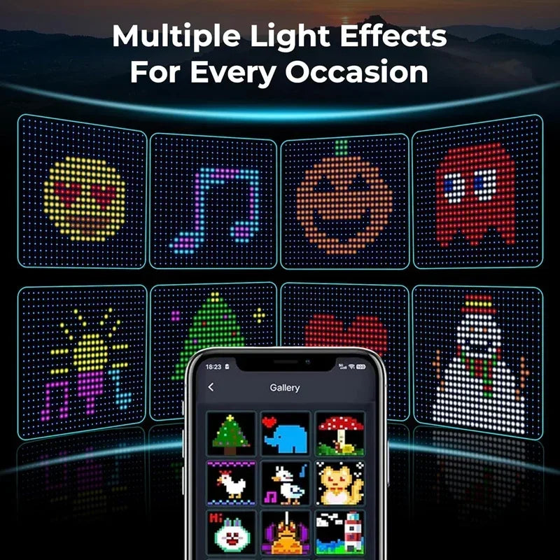 VENUSWING Indoor-Outdoor Waterproof Geometric Multicolor Bedroom DIY Text Remote Control Smart Curtain Lights 400 LED-RGB Light Ropes-Strings Lights