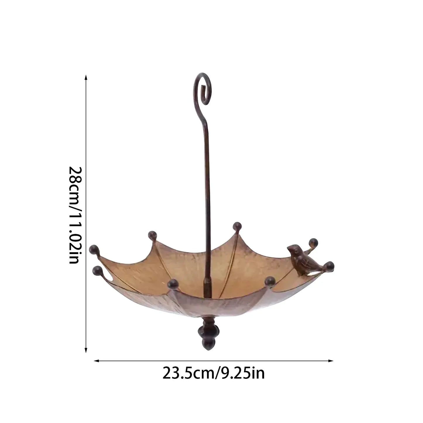 ISHOWTIENDA Outdoor Black Iron Metal Stainless Steel Hanging Upside Down Umbrella Shaped Garden Bird Bath Bowl-Bird Feeders/Colors-Black/Brown/Bronze