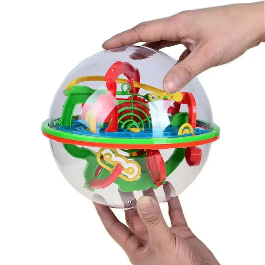 MOONBIFFY Kids-Adults Clear Round Red-Green-Yellow-Blue Plastic Structures Inside 3D Disentanglement 299 Steps IQ Maze Magnetic Mechanical Puzzle Balls/ Ages: 3-14 Years Old + Older/4 Styles /Colors-Red/Clear/Multicolor
