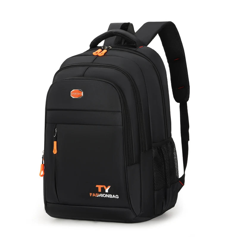 TY FASHIONBAG Internal Frame Waterproof Black Nylon Fabric Four Zippered External Pockets Soft Handles-Shoulder Straps 13-15 Inch Laptop Compartment Laptop Backpacks/Water Bottle Mesh Pocket Holder/Accent Colors-Green/Orange/Blue/Black