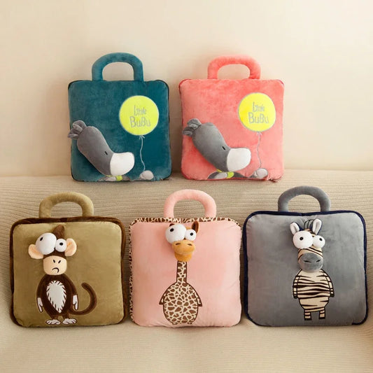 100% Polyester 2 in 1 Pillow Quilt Dual-Use Nap Animal Pillow W/ Multifunctional Folding Blanket