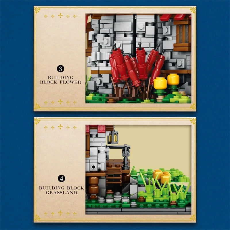 AMAZINGBLOKS Kids 2,296 PCS Plastic Windmill Tree House Mill Street View Building Blocks Medieval European Town Assembly Bricks Puzzle Model Construction Set Toys/Colors-Red/Multicolor/Ages: 6-18 + Years Older
