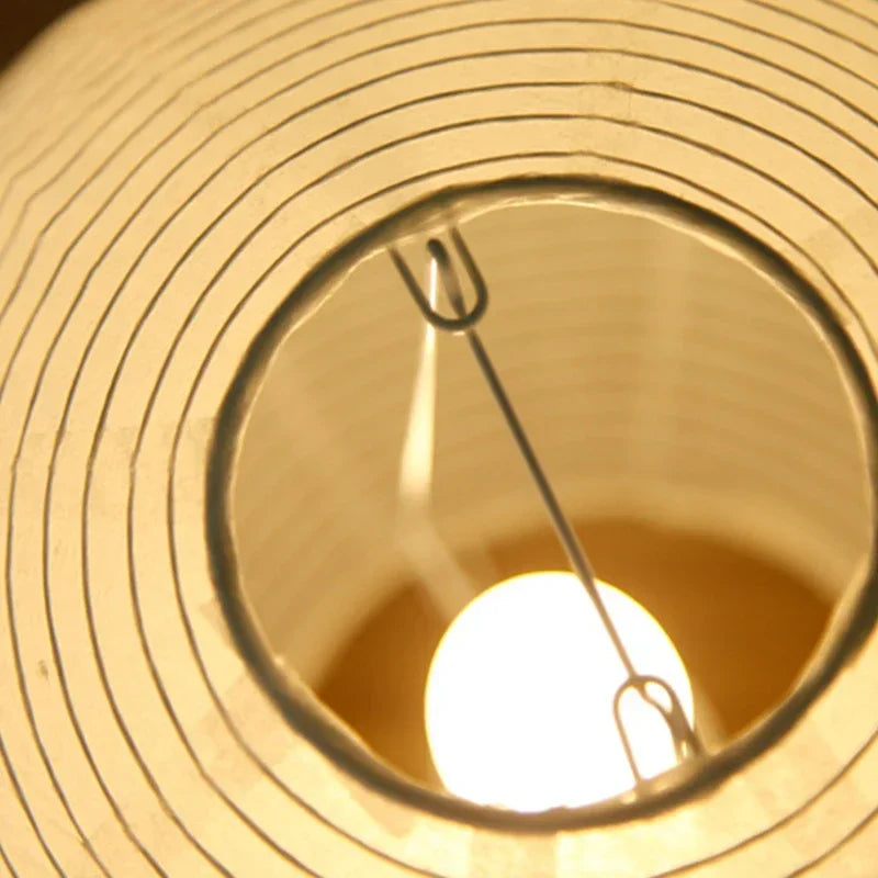 LYFS Japan Iron Metal Body Warm White LED Lights White Round Ball-Teardrop Shaped Wabi-Sabi Rice Paper Table Lamps/Bulbs Included/Plug Type-EU Plug/US Power Plug