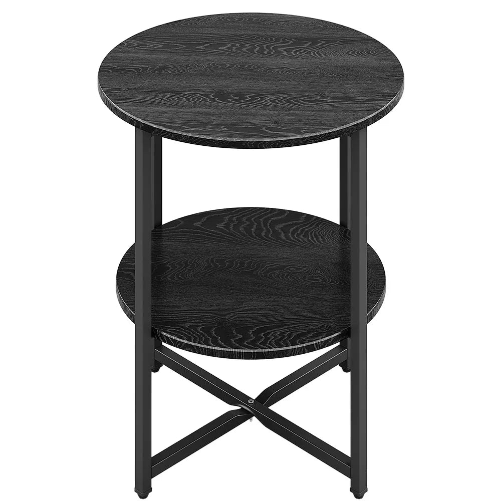JAZZ POSE Modern 2 Tier Small White-Black Round Shaped Iron Metal Base Coffee Tables/Colors-White/Black