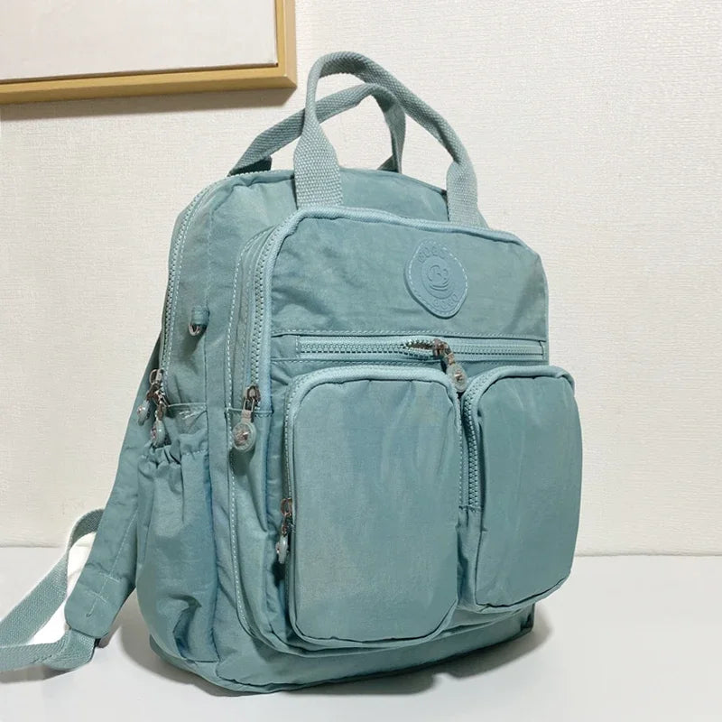 Unisex Square Lightweight Anti-Theft Softback Waterproof Shockproof Nylon Backpacks/Soft Handle /Internal Multi-Pocket Zipper/ Air Cushion Belt/USB Charging/Laptop Compartment/Colors-Yellow/Blue/Gray/Beige/Green/Red