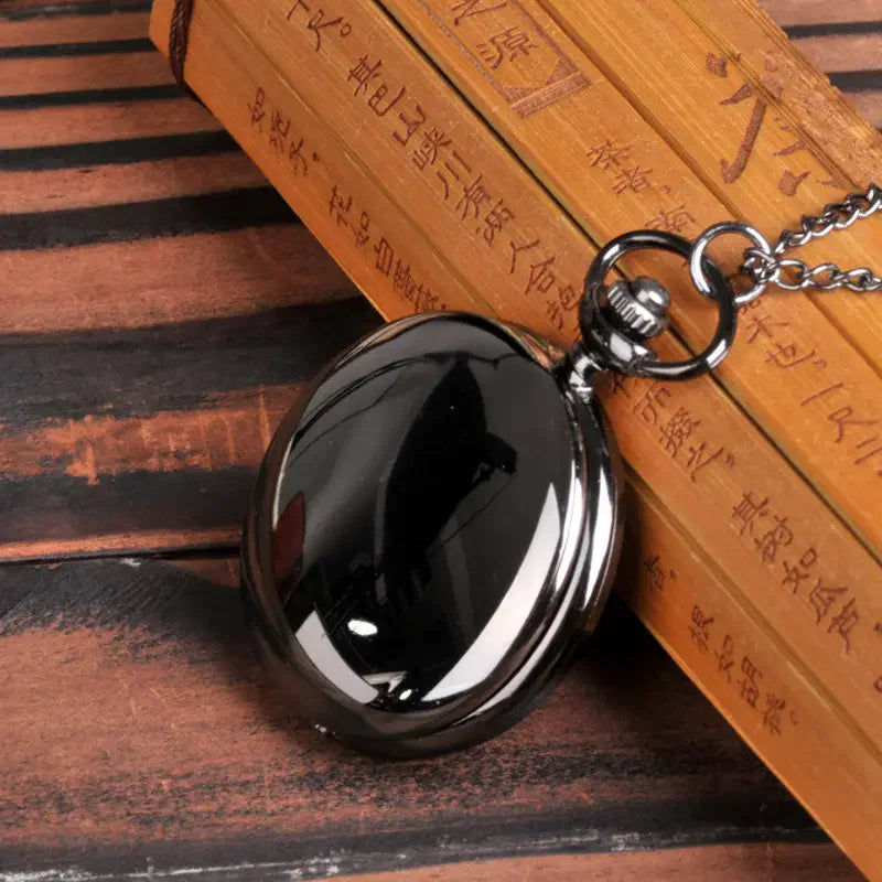 No-EN-Name-Null Classic Antique Quartz Metal Alloy Glass Face Silver Round Shaped Case Shiny Retro Double-Sided LOVERS Shiny Chain-Pocket Watches/Colors-Black/Gold/Silver/Bronze
