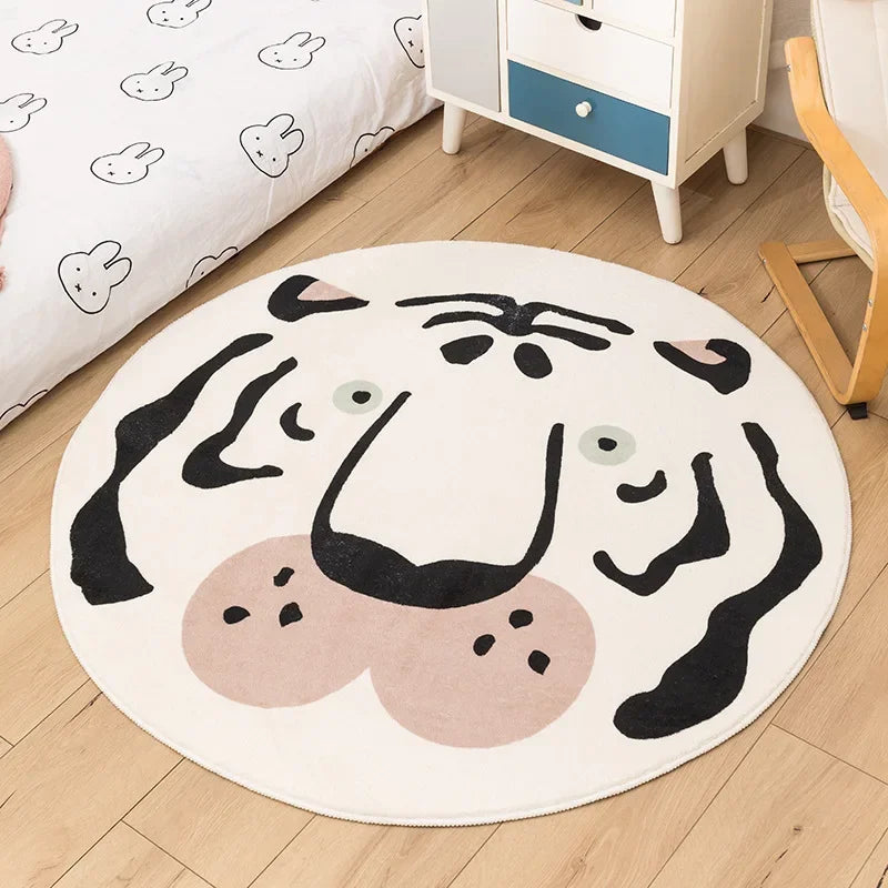 No-EN-Name-Null Printed Non-Toxic Quick-Dry Round Cute Cartoon Gray Animal Cat-Rainbow-White Clouds Nice Day Memory Form Cushion Anti-Slip Bottom Rugs/Colors-Animals/Rainbow/Multicolor/White/Pink/Black/Dots/Yellow/Blue/Geometric