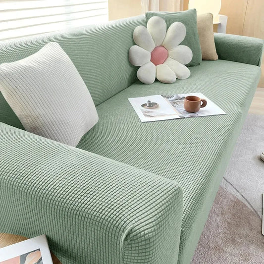 L-Shaped Jacquard Polyester Fabric Fall-Winter Elastic Stretch Sofa Covers /Colors-Gray/Beige/Geometric/Green/Red