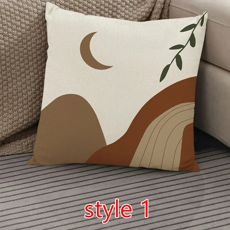 No-EN-Name-Null Decorative Square Polyester-Cotton Blend Fabric Single-Sided Boho Pillowcases/Colors-Beige/Brown/Multicolor/Floral/Geometric/Traditional Closure