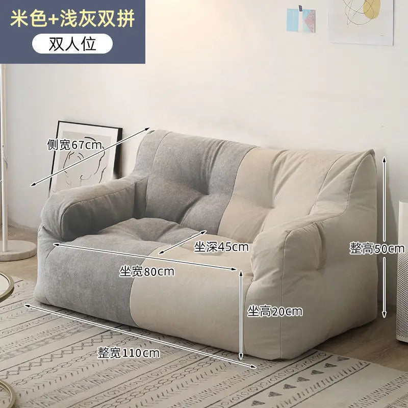 No-EN-Name-Null GIANT Soft Linen-Cotton Fabric Sofa Bean Bag Chairs/ Side Pocket/Detachable Cover /Washable /Colors-Gray/Blue/Yellow/Beige/Multicolor