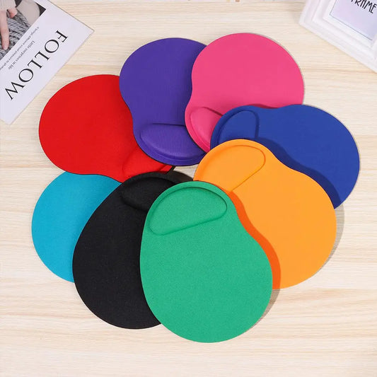DITIPOO Solid Multicolor Rectangle-Oblong Oval Shaped Smooth Lycra Fabric Top-EVA Memory Foam-PU Design Ergonomic Wrist Rest Support Rubber Base Mouse Pads/Colors-Blue/Black/Red/Purple/Gray/Multicolor