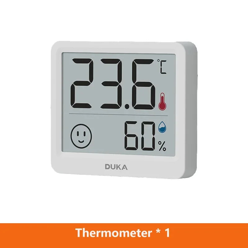 MIJIA DUKA Small Lightweight White Square Indoor LCD Electronic Temperature Humidity Thermometer Weather Built-In Sensor Standing-Wall Hanging Digital Hygrometer Clocks