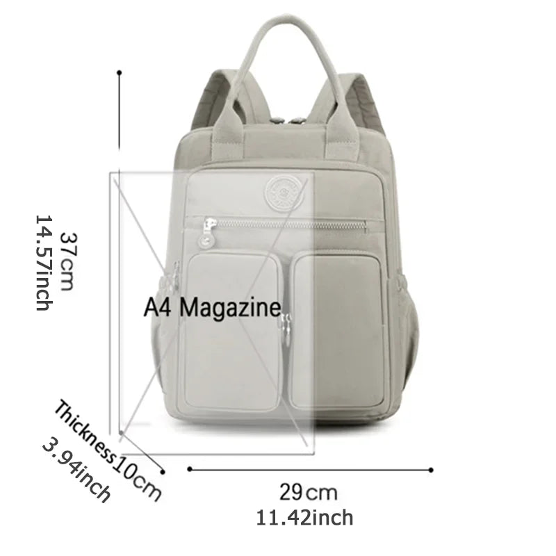Unisex Square Lightweight Anti-Theft Softback Waterproof Shockproof Nylon Backpacks/Soft Handle /Internal Multi-Pocket Zipper/ Air Cushion Belt/USB Charging/Laptop Compartment/Colors-Yellow/Blue/Gray/Beige/Green/Red