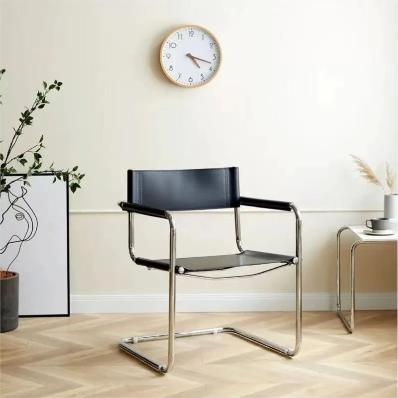MLING Modern Silver Stainless Steel Metal Armchair Frame Orange Upholstered Padded Saddle Faux Leather Kitchen-Dining Room Chairs/Colors-Brown/White/Black/Red/Orange