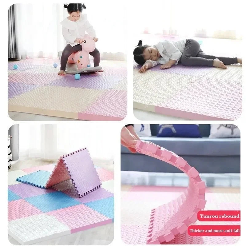 Kids 16 PCS Set Foam Playmats Non-Slip Foldable BPA-Free Phthalate-Free EVA Protection Leaf Grain Mats/Colors-Blue/Navy Blue/Pink/Black/Gray/Beige/Brown/White/Checkered/Floral/Geometric/Multicolor/Ages: Newborn 0-24 + Months Older